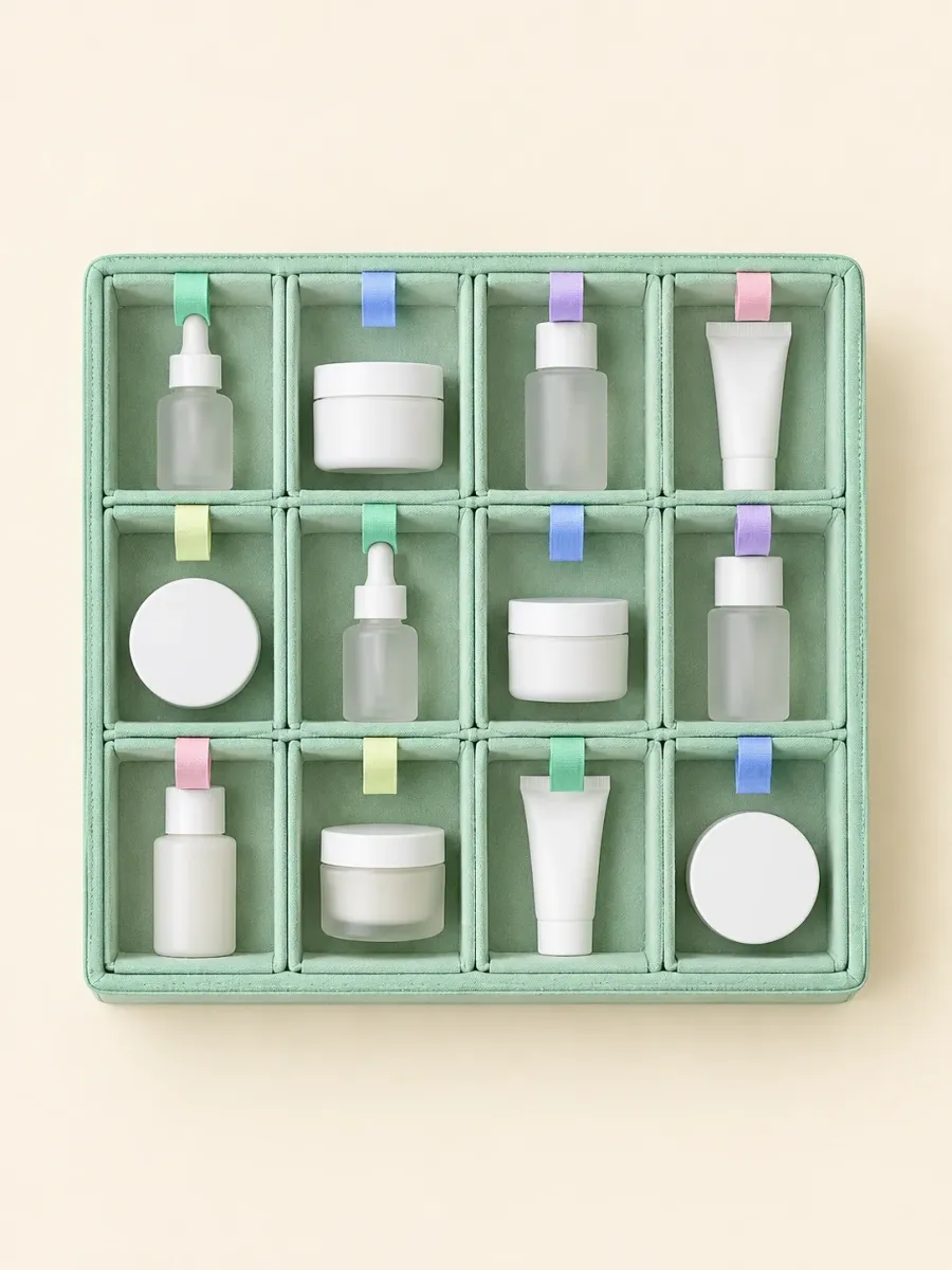 Small Bits Grid Organizer — åbnet, med rummene synlige