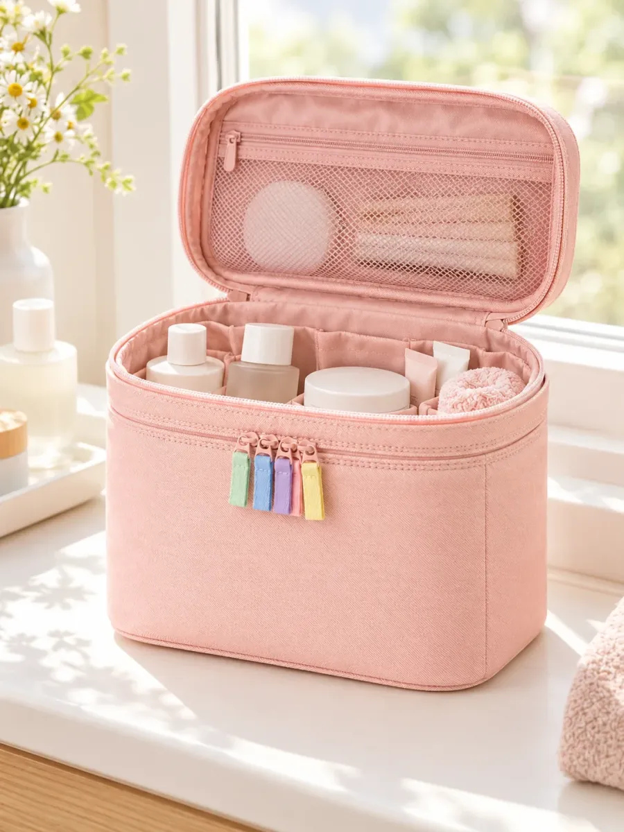 Toilettaske Mini — i brug